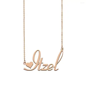 Pendentif Colliers Itzel Nom Collier Plaque signalétique personnalisée pour femmes filles amis anniversaire mariage noël mère jours cadeau