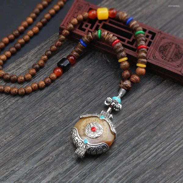 Pendentif Colliers Jade Abacus Elephant Party Bijoux Femmes Collier Long Pull Chaîne Bouddhiste Accessoires Perle En Bois