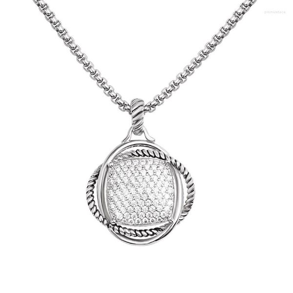 Pendentif Colliers JADE ANGEL 30 40mm Cercles Interlocking Design Trendy Blanc Cubic Zirconia Pave Set Collier Personnalisé Pour Femmes Hommes