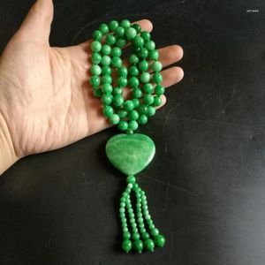 Collares colgantes Jade Seco Verde Esmeralda Amor Completo Collar Suéter Cadena Adorno para hombres y mujeres