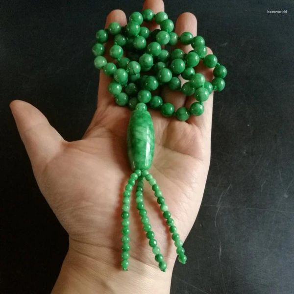 Pendentif Colliers Jade Dry Green Emerald Full As Right Collier de pluie Chaîne de pull Ornement pour hommes et femmes