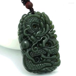 Hanger kettingen Jade Natural Hetian Qingyu Dragon Jewelry Man's Fine Qingyulong Brand Necklace