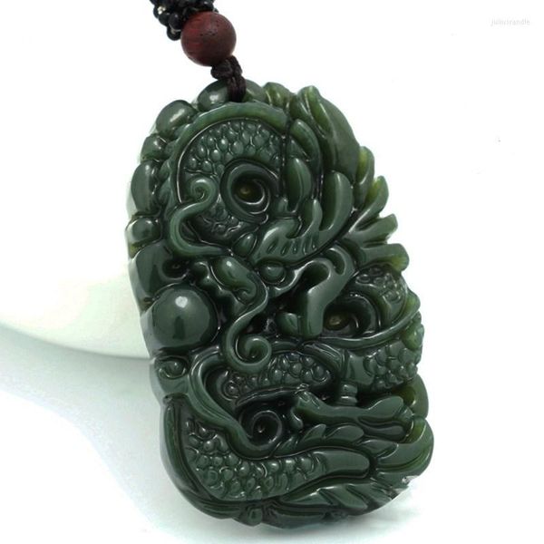 Pendentif Colliers Jade Naturel Hetian Qingyu Dragon Bijoux Homme Fine Qingyulong Marque Collier