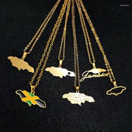 Colliers de pendentif Jamaïque Carte Pendants pour femmes hommes Jamaïcains Party Engagement Anniversaire en acier inoxydable Accessoires Accessoires