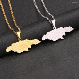 Colliers pendants Jamaïque Carte avec collier de ville en acier inoxydable pour femmes hommes or argent couleur charme mode
