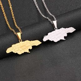 Colliers pendants Jamaïque Carte avec City Pendant Collier Mens en acier inoxydable Gold Silver charme Jamaïcain Nuo Jewelry Gift D240522