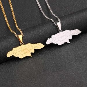 Colliers pendants Jamaïque Carte avec City Pendant Collier Mens en acier inoxydable Gold Silver charme Jamaïcain Nuo Jewelry Gift D240522