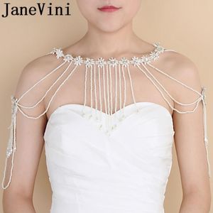 Hangende kettingen Janevini 2023 Bruid Pearls Luxe kristal vrouwen kraag schouderketting kanten tassel bruiloft bruids ketting accessoires