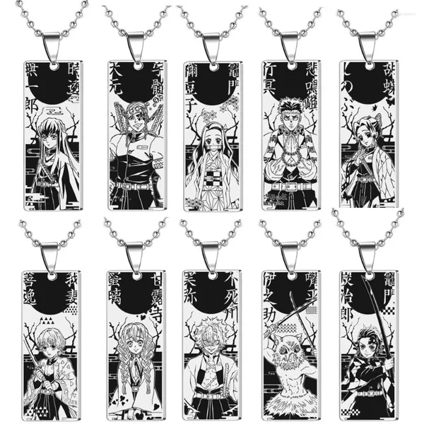 Pendentif Colliers Japon Anime Demon Slayer Cosplay Collier en acier inoxydable Kimetsu No Yaiba Bijoux pour femmes Homme Festival Cadeaux