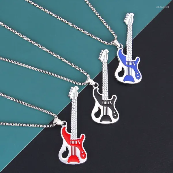 Collares colgantes Moda japonesa y coreana Versátil Collar de guitarra personalizado para estudiantes masculinos femeninos Tendencia Street Hip Hop Punk