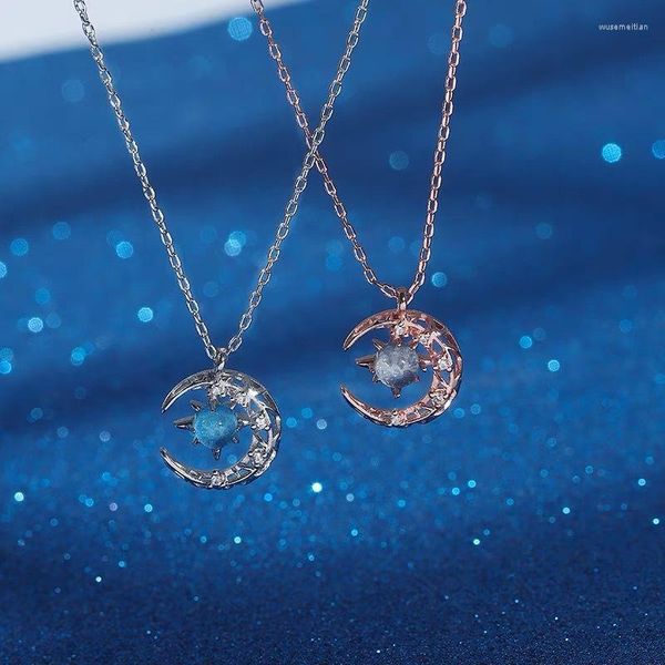 Collares colgantes luna estrella japonesa y coreana para mujeres collar inspira