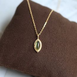 Hangende kettingen Japanse luxe 925 Sterling zilveren ketting groen natuurlijke olivine retro voortreffelijke verzilverde 10k gouden ketting g230202