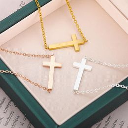 Hanger kettingen Jezus kruis voor vrouwen mannen vintage christelijk kruisbeeld religieuze roestvrijstalen sieraden collier femme gouden ketting chokerpend