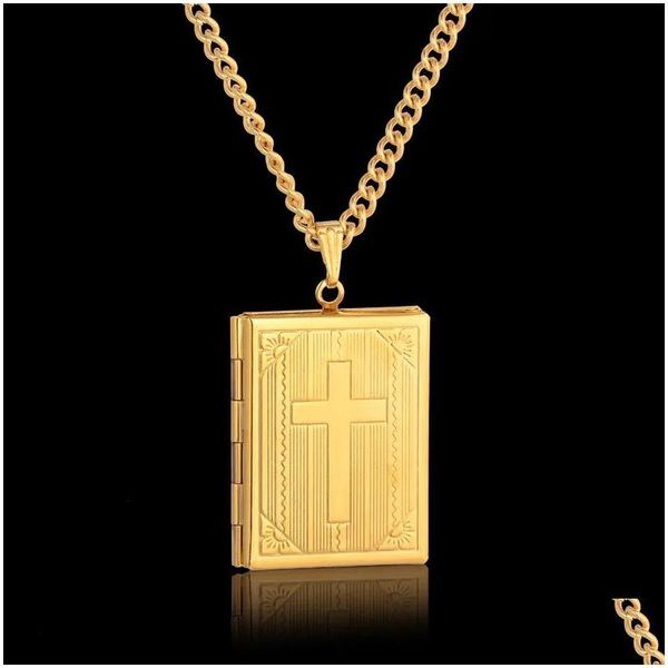 Collares colgantes joyería de collar cruzado para hombres 14k cadena de oro amarillo machizo estilo estilo crucifijo de entrega de caída DHXPQ