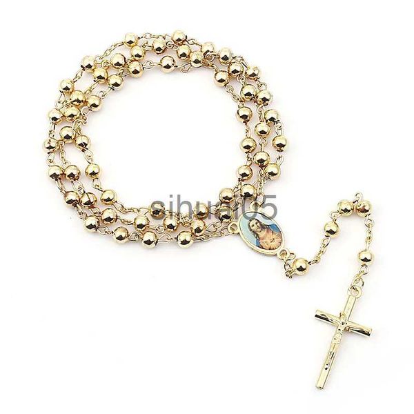 Jésus croix chapelet collier Vintage croix pendentif catholique Portrait photos bijoux 2021 tendance en alliage de Zinc fournitures chrétiennes x1009