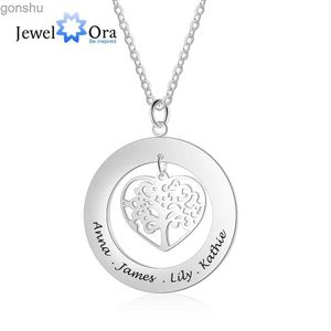 Colliers de pendentif Jewelora arbre de vie personnalisé Collier Silver Round Collier personnalisé et famille Pendant Giftwx