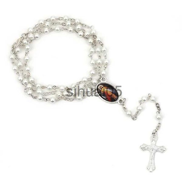 Colliers pendentifs bijoux 2021 tendance jésus croix chapelet collier Vintage croix pendentif catholique collier cadeaux en gros en alliage de Zinc accessoires x1009 x1010