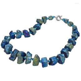 Hangende kettingen sieraden 21 "blauw titanium kristal kwarts ruw nugget neklacependant