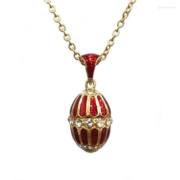 Pendentif Colliers Bijoux Laiton Émail À La Main Russe Fleurs De Pâques Vintage Oeuf Cristal Collier De Luxe