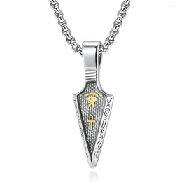 Pendentif Colliers Bijoux Horus Eye Anka Spear Head Collier en acier inoxydable pour hommes Accessoires en fibre de carbone