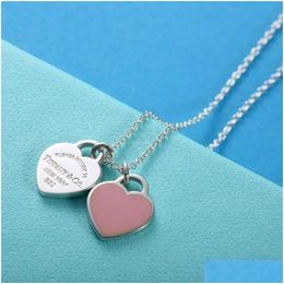 Colliers pendants bijoux Ism Collier Double Love Emell 925 Sterling Sier Cold Collar Saint Valentin Day Gift Drop Livracing Pend Ot3lu