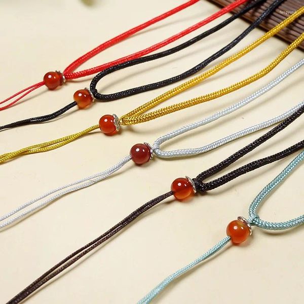 Colliers pendants bijoux Jade Collier Rope Red Agate Pot Cover Bouton Lanyard Elastic String / Lonyard Wholesale