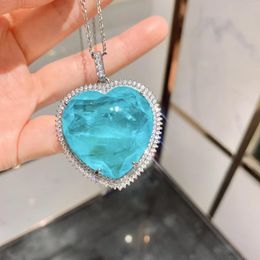 Pendentif Colliers Bijoux Net Rouge Bleu Paraiba Chandail Chaîne Grand Coeur Coloré Trésor Collier Main Pierre 32