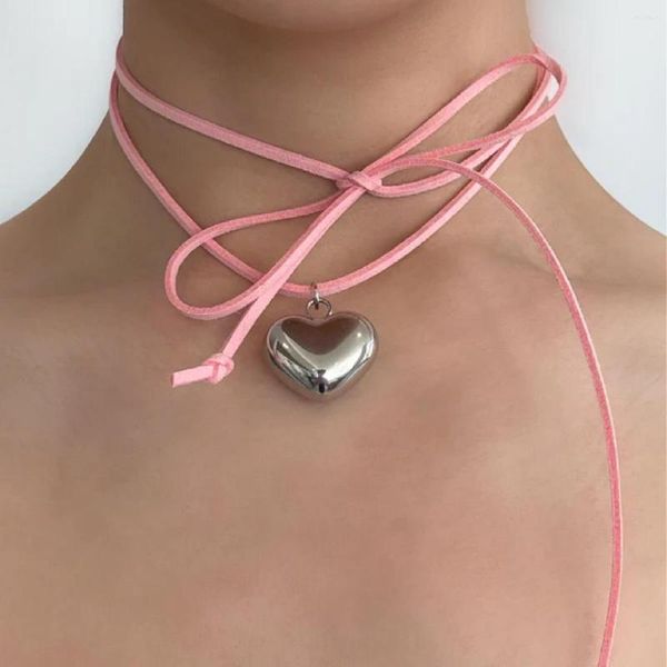 Collares colgantes Joyería Hilo de cera ajustable extraíble con varios métodos de uso Collar de amor simple y personalizado en forma de corazón