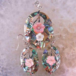 Hanger kettingen sieraden voor vrouwen fit ketting natuurlijke Zeeland abalone shell bloem oorbellen 1set K1330