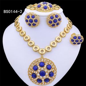 Hanger kettingen sieraden sets voor vrouwen blauw opaal Italiaans 18K vergulde ketting set ensemble de Bijoux 230506