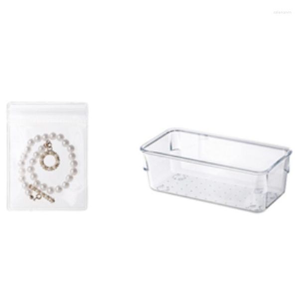 Collares pendientes Bolsa de almacenamiento de joyas Organizador de cajones de escritorio Pulsera transparente Soporte de anillo Cierre de cremallera