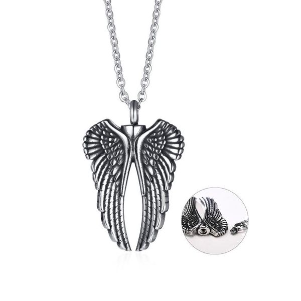 Pendentif Colliers JHSL Ouvrable Vide Hommes Collier Pendentifs Plume Pour Sauver Pet Cendres Titulaire Bijoux De Mode Chaîne En Acier Inoxydable