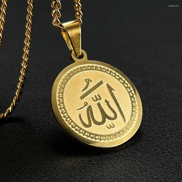 Colliers pendants jhsl en acier inoxydable Men Déclaration Islam Religion Collier Chaîne Gold Color Fashion Bijoux en gros
