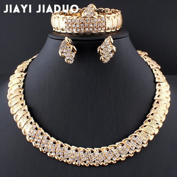 Colliers pendants jiayijiaduo bijoux de mariage africain Dubai Gold Color Set Collier de design romantique 231212