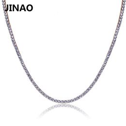 Collares colgantes JINAO Oro Rosegold Color de plata Cadena helada Hip Hop Cobre Micro Pave CZ Stone2 5 10 mm Collar de tenis 230307