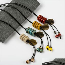 Colliers de pendentif Jingdezhen Fonction de fus￩e Forme en c￩ramique Collier Bijoux Fashion DIY FORM