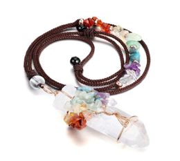 Hangerkettingen Jo 7 Chakra Edelsteen Helende Kristallen Levensboom Ketting Draadgewikkeld Natuurlijk Helder Kwarts Kristal Steen 3375803