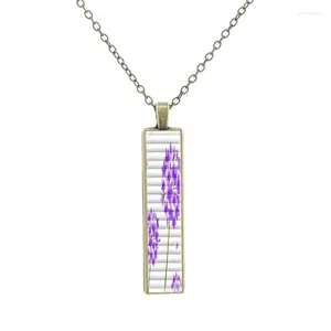 Pendentif Colliers Joinbeauty Mode Purple Flower Collier Bijoux Chaîne de cuivre Classique Art Picture Glass Ornement pour hommes