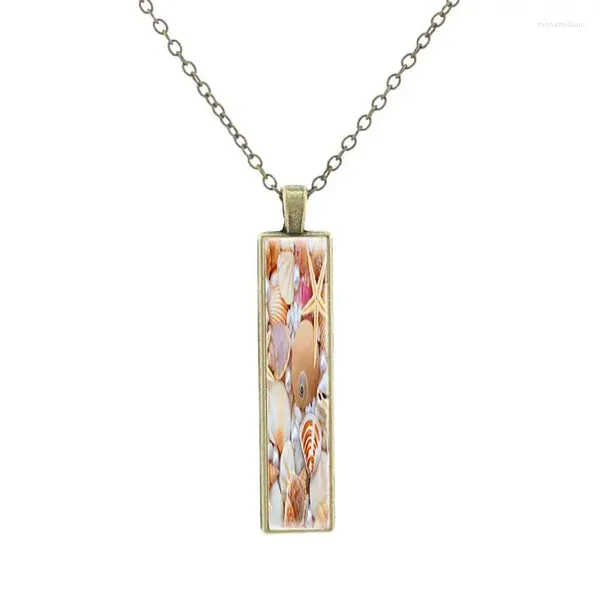 Pendentif Colliers Joinbeauty Mode Shell Texture Modèle Verre Bronze Chaîne Bijoux Pour Hommes Classique Art Image Collier Pour Amis