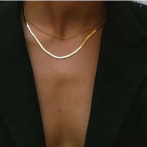 Collares colgantes Joyería Joolim Gama alta PVD Venta al por mayor Sin desvanecimiento Elegante Simple Cadena de poste de dos pisos Elegante collar de acero inoxidable