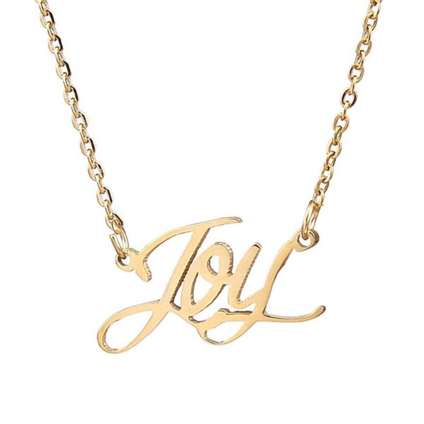 Pendentif Colliers Joy Nom Collier personnalisé en acier inoxydable femmes ras du cou 18 carats plaqué or alphabet lettre bijoux amis cadeau 241I