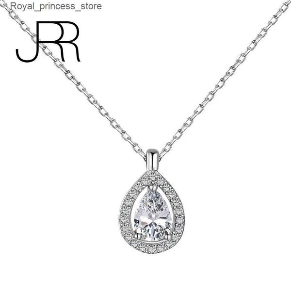 Colliers de pendentif JRR Donny 925 Droplet en argent sterling coupé 5a CZ Collier de pendentif en pierre précieuse adaptée aux cadeaux de bijoux exquis de mariage pour femmes Q240426