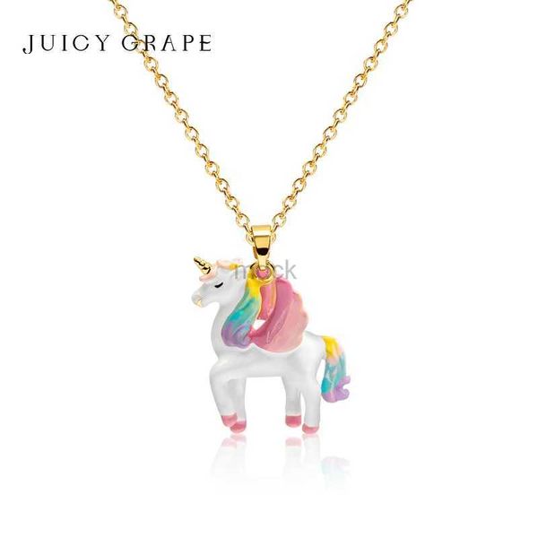 Colliers pendentifs Juicy Grape 2023 New Trend Unicorn Pendentif Collier pour femmes émaillé faits à la main