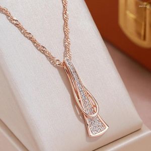 Hanger Kettingen JULYDREAM Geometrische Volledige Verharde Zirkoon Curve Driehoek Vrouwen 585 Goud Kleur Ketting Bruiloft Sieraden Vintage Accessoires