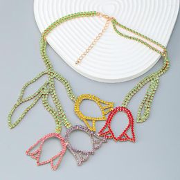 Anhänger Halsketten JURAN Übertreiben Sie die volle Rhinestone-Rosen-Blumen-Halskette für Frauen 2023 Trend-Statement-Charme-Kristallschmuck am Hals
