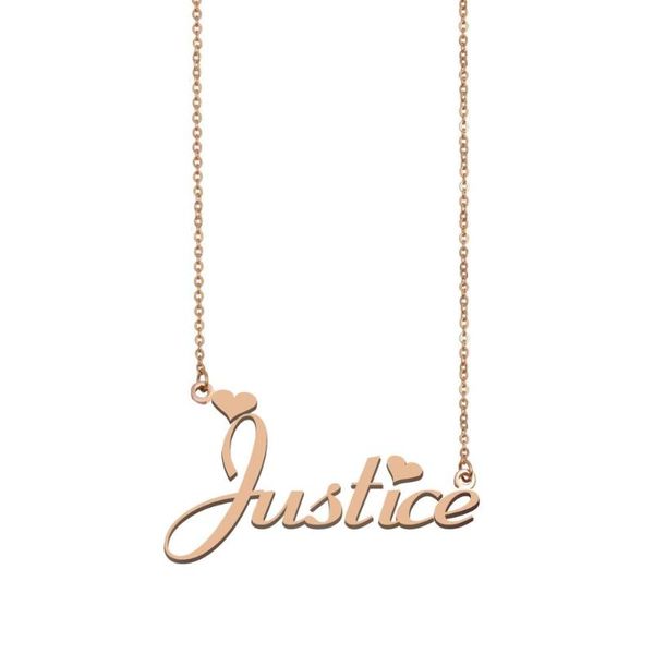 Pendentif Colliers Justice Nom Collier Personnalisé Pour Femmes Filles Amis Anniversaire De Mariage De Noël Mère Jours Cadeau