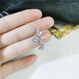Pendentif colliers JUWANG 2023 tour de cou bijoux cubique zircone Bling papillon pour les femmes décoration de fête de mariage