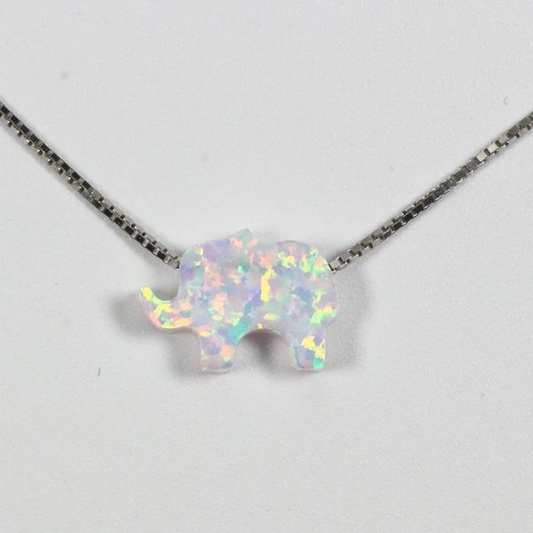 Collares pendientes JZP0027 Blanco Lovely 925 Sterling Silver Opal Elephant Gift Summer Style Tamaño 8 11mm