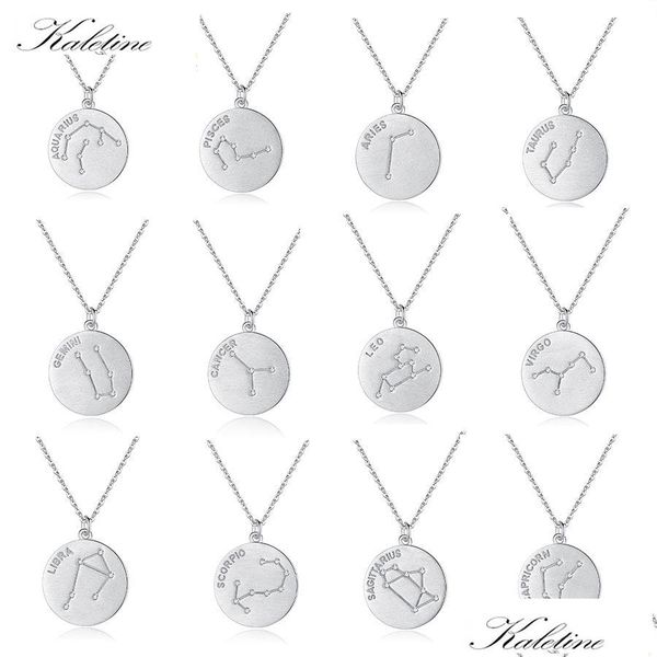 Colliers pendants Kaletine Twee Horoscope Collier Collier Femmes 925 Sterling Zodiac Leo Sign Gift 12 Constellation Jewelry Drop Del Dhx8d