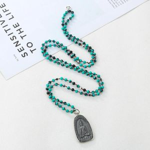 Colliers pendants kelitch faits à la main les perles turquoise bracelets Bouddha Pull long Chians for Women